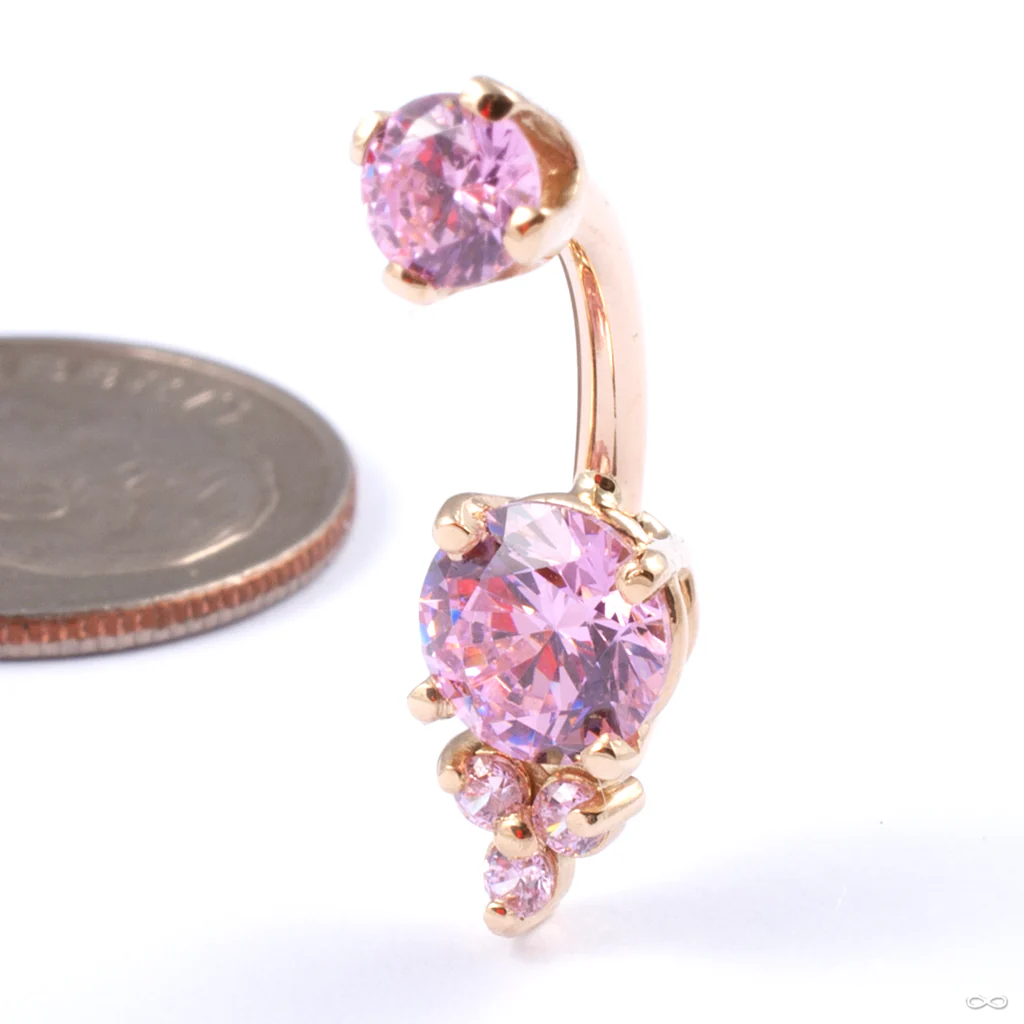 Prong-set Triple Melee Threaded Navel Curve in Gold from LeRoi - Image 8