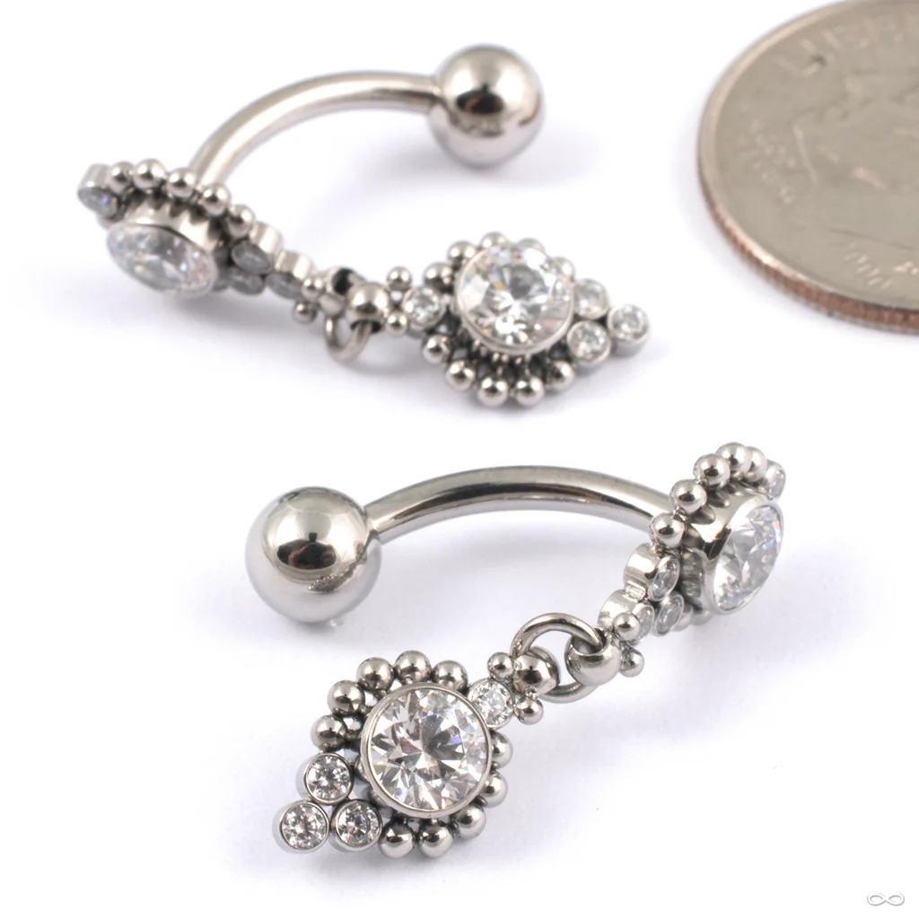 Rayan Threaded Dangle Navel Curve in Titanium from LeRoi