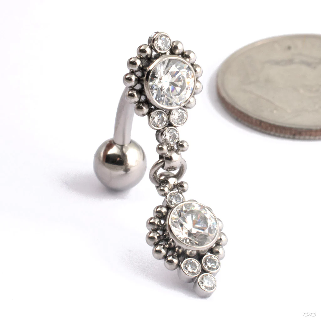 Rayan Threaded Dangle Navel Curve in Titanium from LeRoi - Image 2