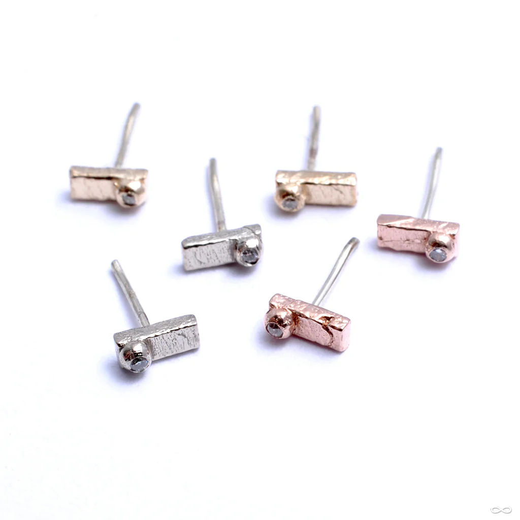 Rectangle With Stone Dottie Press-fit End in Gold from Pupil Hall