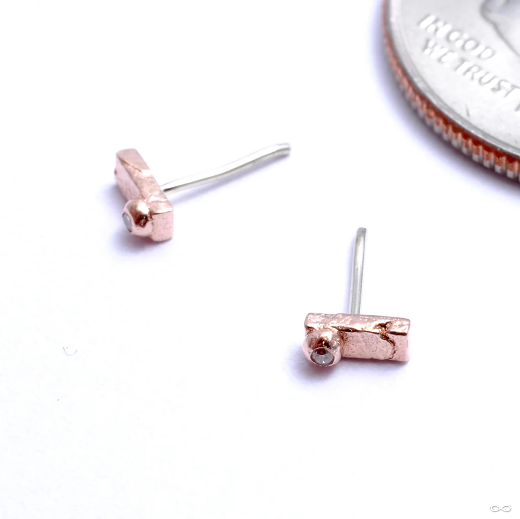 Rectangle With Stone Dottie Press-fit End in Gold from Pupil Hall - Image 2