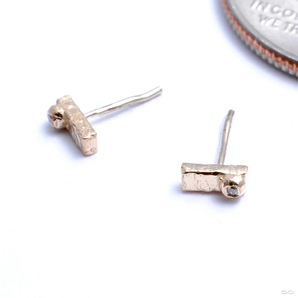 Rectangle With Stone Dottie Press-fit End in Gold from Pupil Hall - Image 4