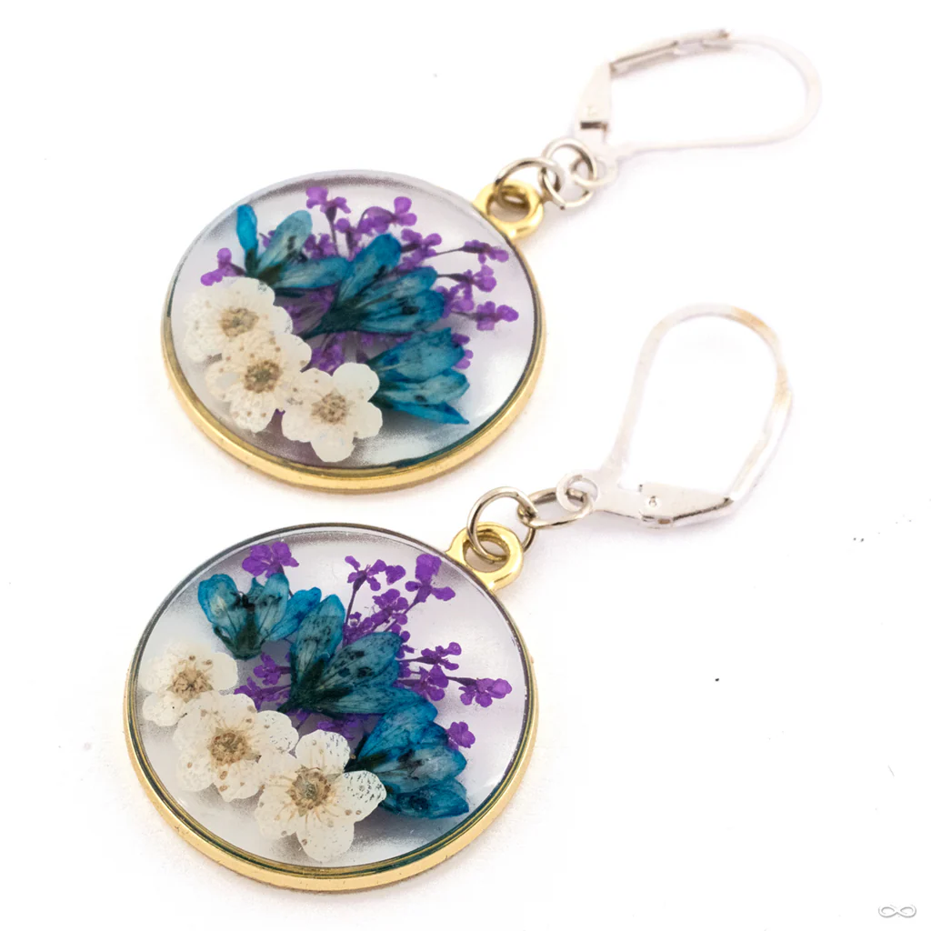 Round Flower and Fern Earrings from Uzu Organics