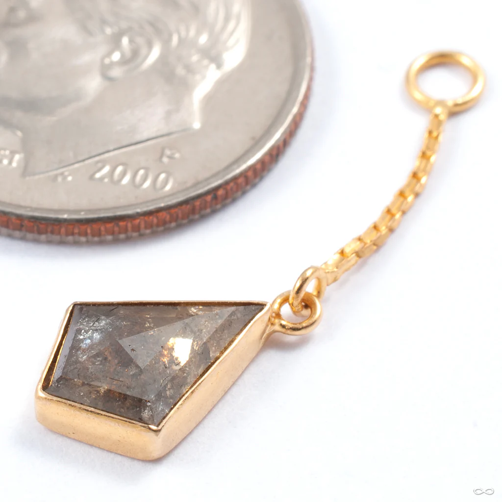 Salt and Pepper Kite Diamond Charm in Gold from Diablo Organics