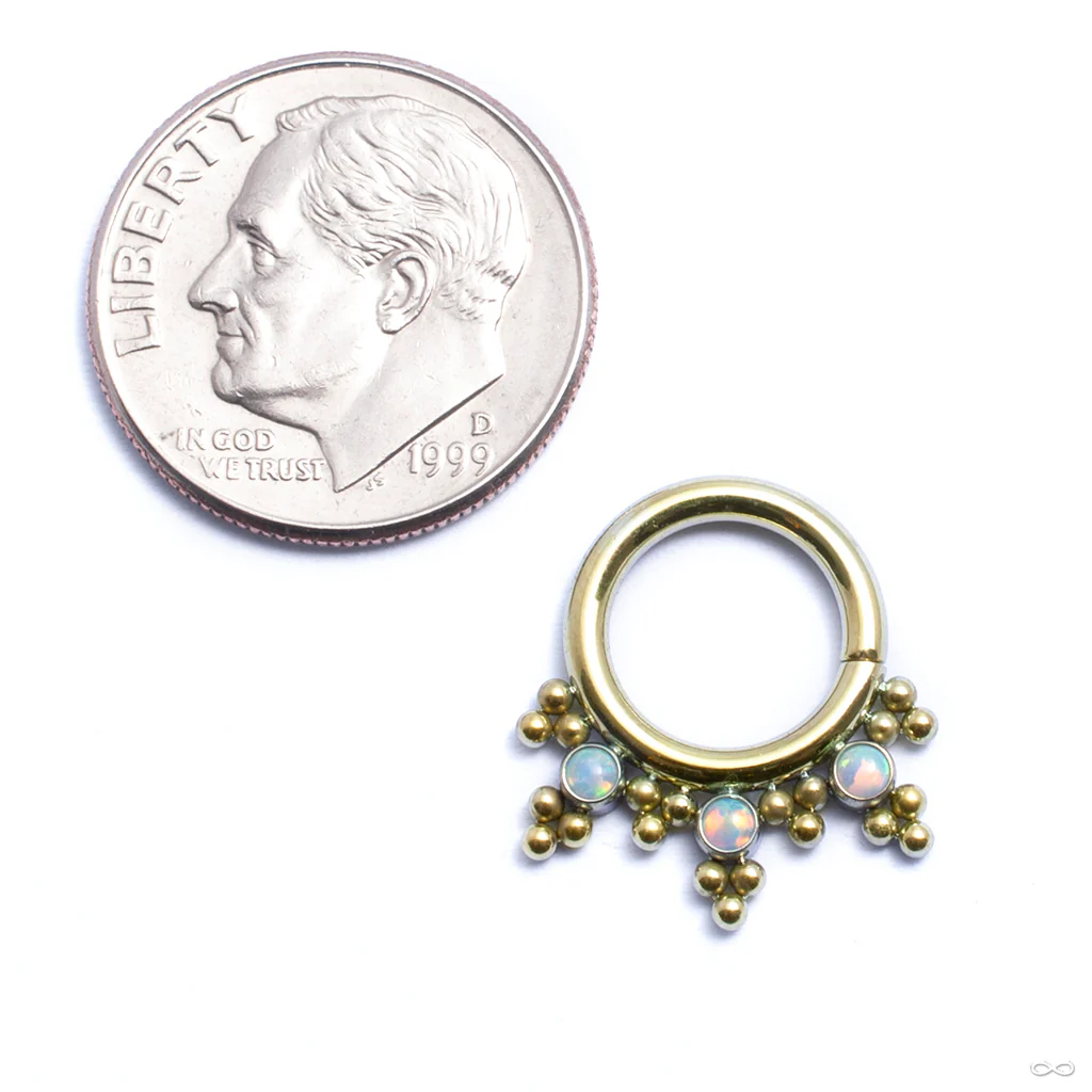 Seam Ring with Beaded Clusters and 3 Stones from LeRoi - Image 5