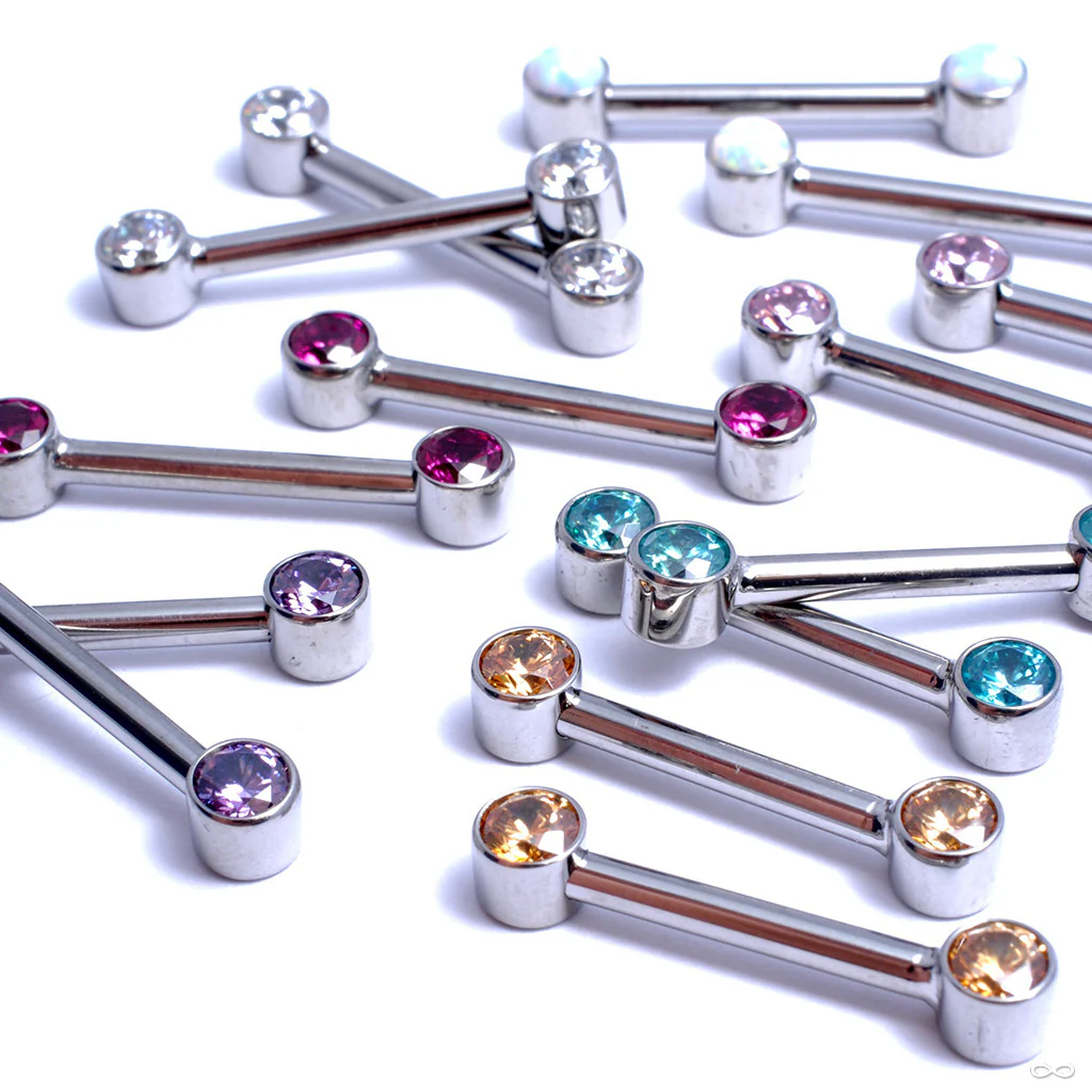 Side-set Gem Barbell in Titanium from Anatometal - Image 2
