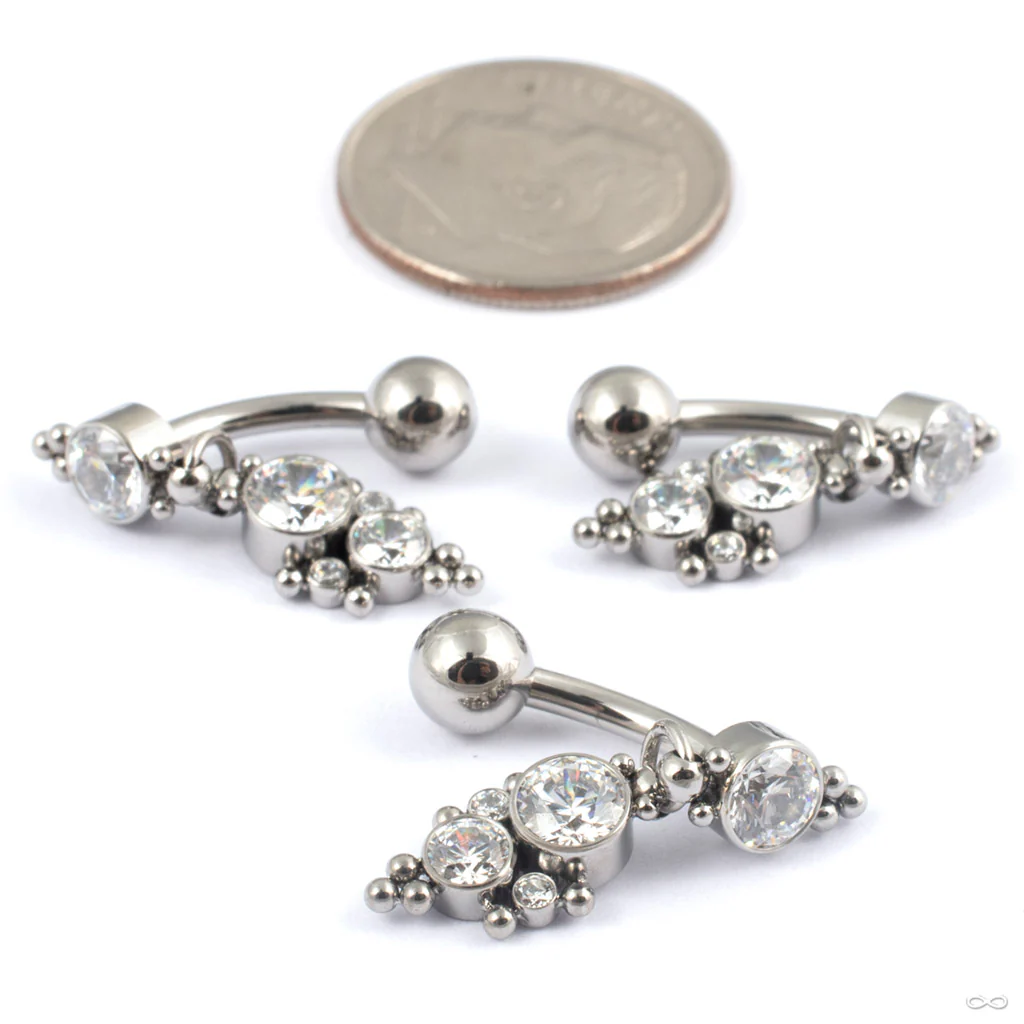 Skye Threaded Dangle Navel Curve in Titanium from LeRoi
