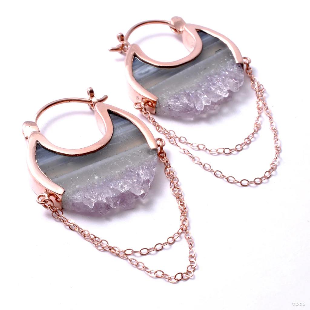 Small Moonstruck Earrings in Rose Gold with Striped Fluorite from Buddha Jewelry - Image 2