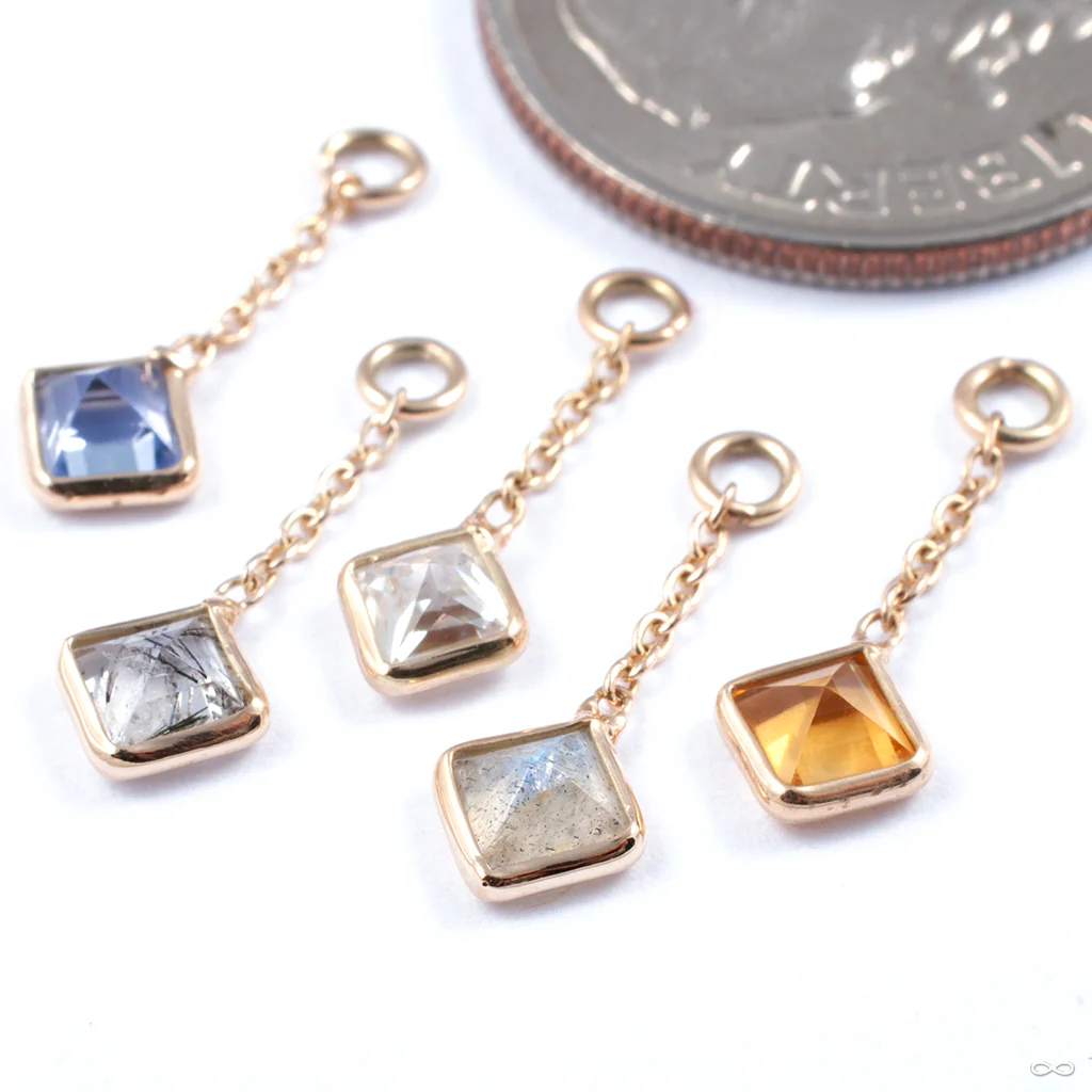 Square Stone Charm in Gold from Diablo Organics