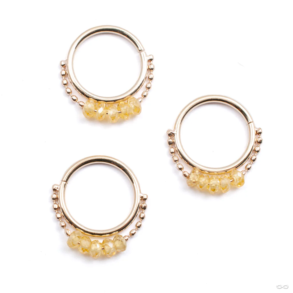 Stone x5 Chained Seam Ring in Gold from Pupil Hall