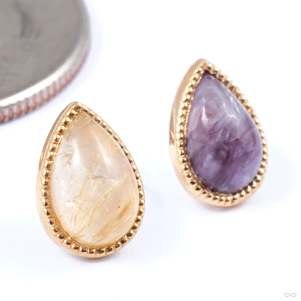 Teardrop Grizant Cabochon Press-fit End in Gold from Auris Jewellery