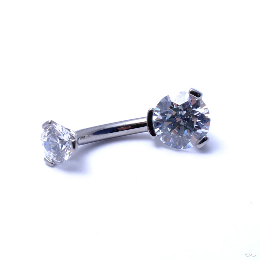 Three Prong Gem Curved Barbell from Industrial Strength - Image 6