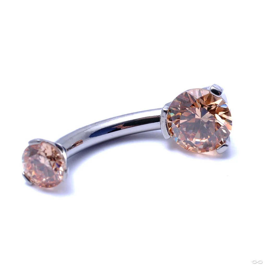 Three Prong Gem Curved Barbell from Industrial Strength - Image 7