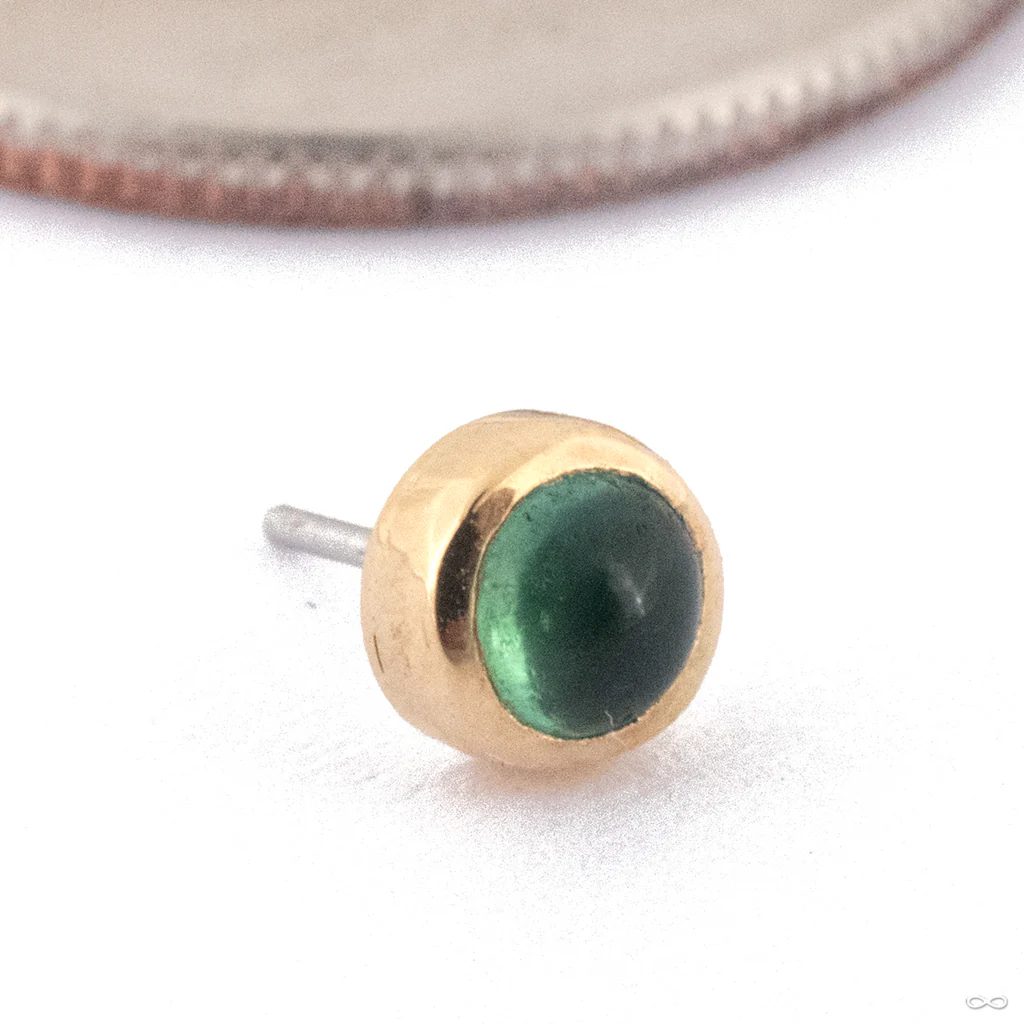 Tourmaline Round Cabochon Press-fit End in Gold from Quetzalli - Image 3