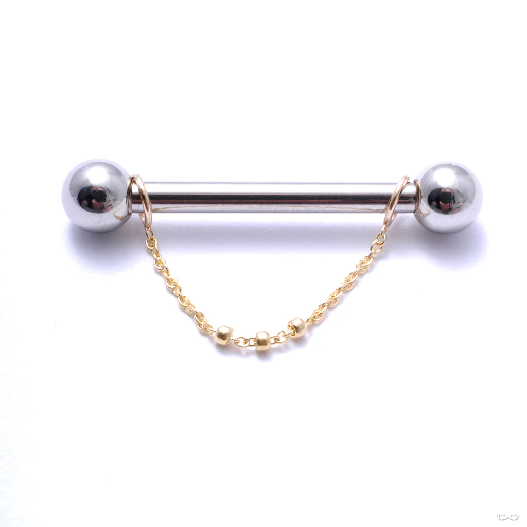 Trio Bead Nipple Lynx Chain in Gold from Pupil Hall