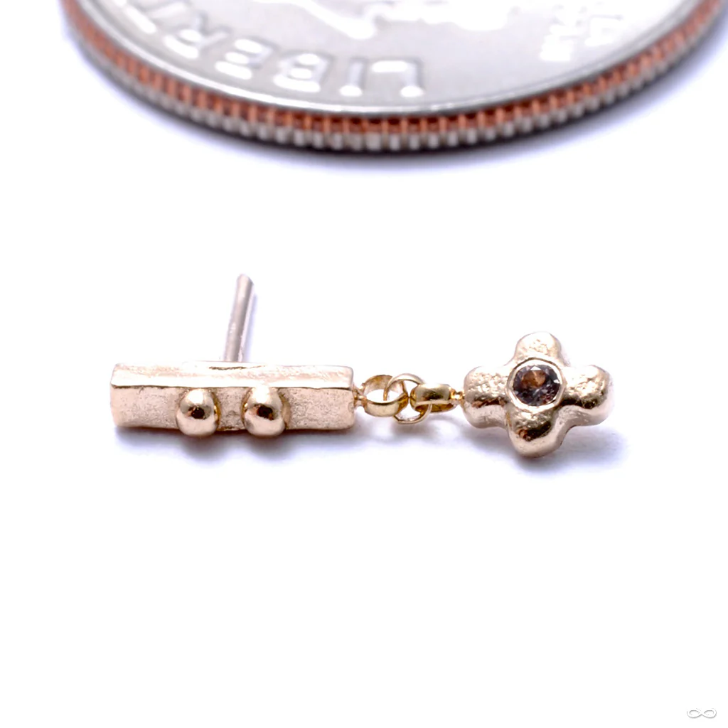 Two Dots One Bar with Drip Press-fit End in Gold from Pupil Hall